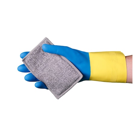 VGUARD Neoprene Coated Latex Blue/Yellow Chemical Resistant Gloves Flock Lined, 12" Straight Cuff, PK 288 C37B69